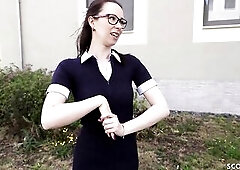 GERMAN SCOUT - Slender and Shy German Glasses Student Angel Ronya Rabe at Casting Screw out of fuck-rubber in Berlin - The complete clip, as well as a