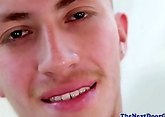 Ripped jock tesingly tugging his dick