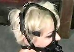 Bound blonde slut got her tits tied up good BDSM