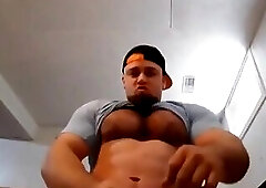 Horny Beefy Muscle Boy Almost Caught Jerking Off