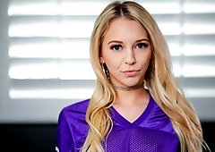 Cute blonde with nice small tits Lily Larimar jumps on a big boner