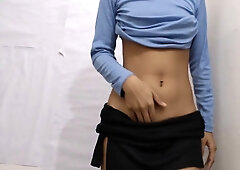 Teen with puffy pussy moaning loudly while rubbing herself