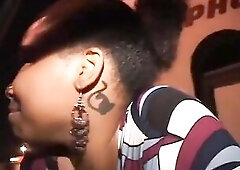 Ebony floozy getting boned by a ebony chap with a hard jock.