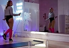 Hot trans babe licks and fucks the ass of pervert guy in gym