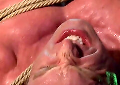 Muscular male slave endures rough kinks during gay bondage tryout