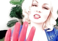 JOI in PVC shiny raiment: stroke instructions hot lascivious mother I'd like to fuck female domination POV