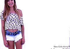 Stunning teen sucks huge dick & rimming at audition