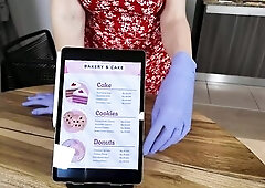 Welcome to my bakery. Do u like my gloves? Let's go to the back room, and I'll show u what I can do with 'em.