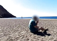 NUDIST BEACH SLUT exhibitionist amateur beauty blowjobs stranger sorrounded by old voyeur studs