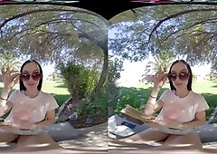 VRHUSH slim babe Jazmin Luv craves some outdoor hardcore action