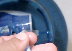 inflating the man's weenie with the gas canister.