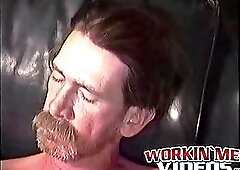 Rugged stud strips naked to tease with his throbbing dick