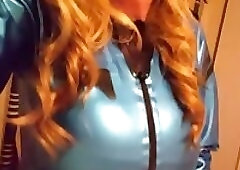 Huge cock sissy slut Suleika Latex fucks CD