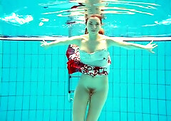 Stripping Naked Babe Marketa With Hairy Twat In The Pool