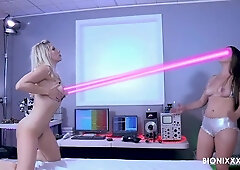 Spicy lesbian sex session with impressive Ashley Fires and Alienbot