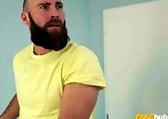 Gorgeous blonde artist Vanessa Hillz, clad just in her painting smock, greets handsome model Jonny Oblong. When Jonny sees Vanessa's artwork, it&