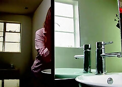 Curvy blonde whore fucks her horny boss in the bathroom