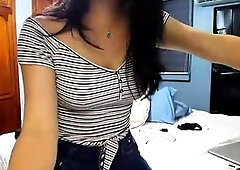 Cute amateur brunette naughty in solo jerking show on camera