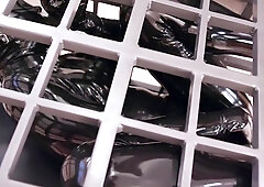 Caged Latex Doll Denies Self Orgasm