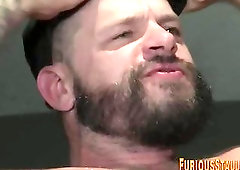 Hung brawny bear jizzes