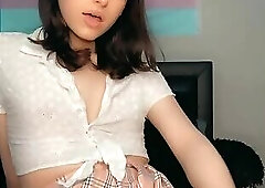 cute curvy tgirl jerking off