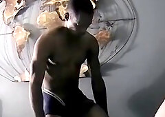 strung up black stud wanks his fat trunk