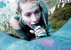 public anal bang - in the alps - mountain POV assfucking -tattoo angel gets outdoor booty drilled
