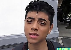 Teen twink sucks dick and bareback anal fuck for money