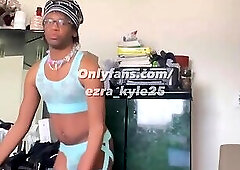 Black sissy femboy lingerie solo showing big black booty cheeks in lingerie ezra_kyle25