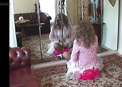 Fuck Stick Rail & Jizz Flow In Sheer Silk Micro-Skirt And Nylon Stocking