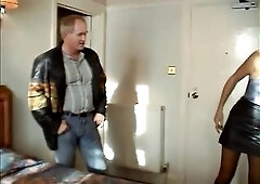 Lewd blond in nylons rides an mature schlong with her butt
