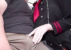 Tgirl Sara Amagi like to have his tiny dick sucked by a chubby man