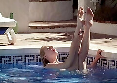 Tiny redhead outdoor masturbation