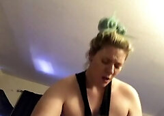 Teen bangs hard knob and screams