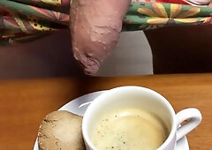 Morning spunk , adding milk to the coffee. Sugary-Sweet !! Spunk in breakfast and taste it