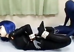 Latex kigurumi bondage and blue zentai, sex.