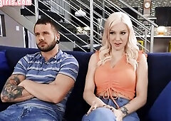 Curvy trans sweetheart sucking wang and balls in erotic trio during this kinky and carnal hardcore session