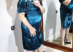 Super-Hot crossdresser total length backless satin