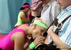 lederhosen gangbang with aerobic teens