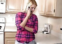 Cute teen tugjob in the kitchen