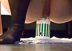 wife rides a bottle with her ass