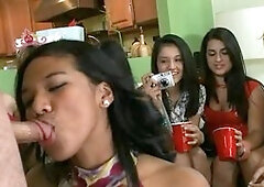 Eight exotic girls are trying to take on one pecker