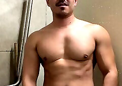 380.9 Latino hunk showers with cock ring