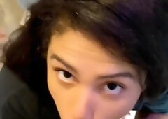Hot POV homemade blowjob with brunette girlfriend