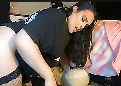 Thick and sexy Femgirl99 rides dildo then cums at 5:45