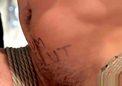 Blindfolded sub deepthroating hard cock