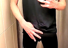 Youngster jack off his humungous fuckpole in the locker apartment