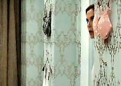 Eva Mendes wearing hot ebony underware as this babe stands in a dressing room and Meg Ryan, sporting a white bustier, barges in on her. They then stan