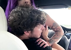 Purple Haired Squirter Valer!ca - Fuckn While Driving