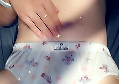 Showing daddy how I play with my cock inside my cute undies